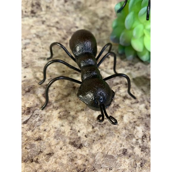 Set of 2 SOLID Metal Yard BLACK ANT WHIMSICAL Garden Decor Home Outdoor HL6 - Picture 2 of 6